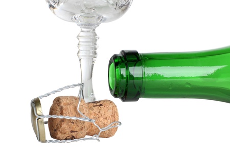 Color photo of a champagne bottle and corkの写真素材