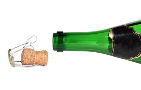 Color photo of a champagne bottle and corkの写真素材