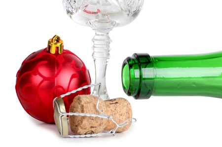 Color photo of a champagne bottle and corkの写真素材