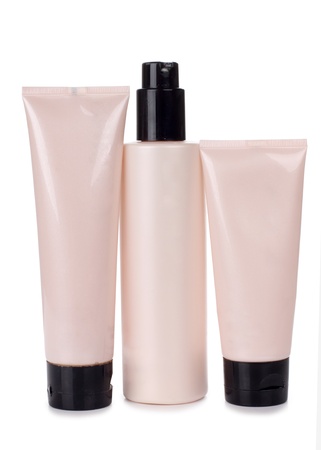 Color picture tubes of pink and creamの写真素材