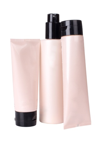 Color picture tubes of pink and creamの写真素材