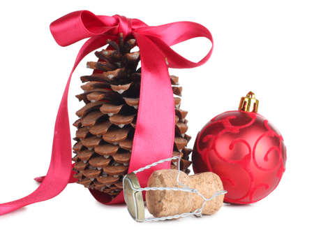 Color photo of a large fir cones and ballsの写真素材