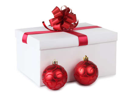 Color photo of a white box and ballsの写真素材