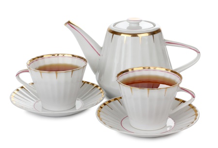 Color photo of china cups of teaの写真素材