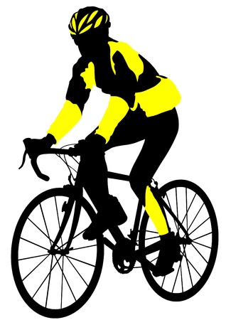 Vector drawing silhouette of a cyclist boyのイラスト素材