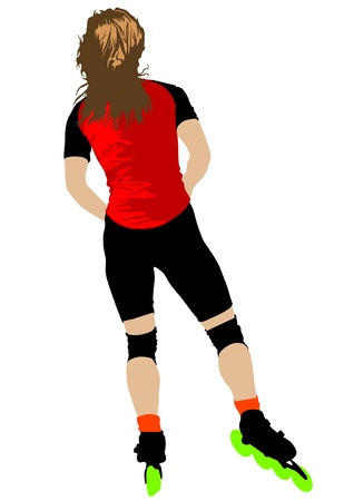 Vector drawing girl athlete on skatesのイラスト素材