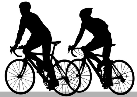 Vector drawing silhouette of a cyclist boyのイラスト素材