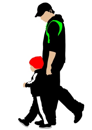 Vector drawing father and childrenのイラスト素材