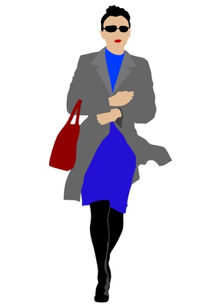 Vector drawing beautiful woman in raincoatのイラスト素材