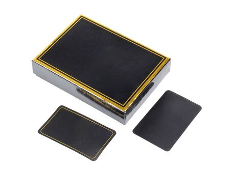Color photo of a black cardboard box and cardの写真素材