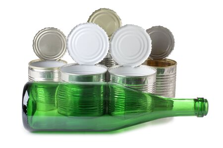 Color photo of a metal tin and battleの写真素材