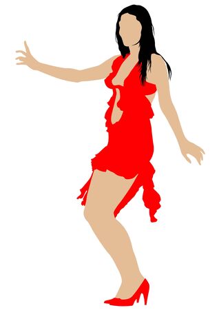 Vector drawing beautiful girl in color dressのイラスト素材