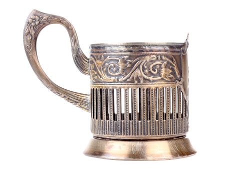 Color photo of an old metal cup holdersの写真素材