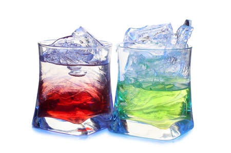 Color photograph of glasses of wine and iceの写真素材
