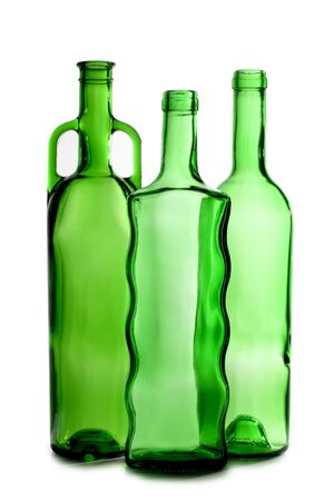 Color photo of a glass bottles with a white backgroundの写真素材