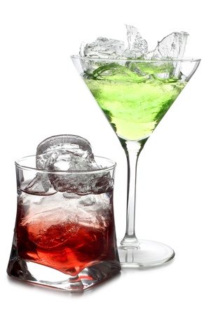 Color photograph of glasses of wine and iceの写真素材