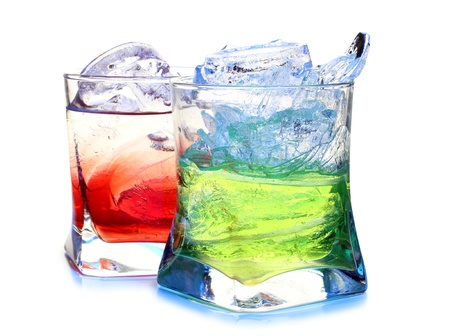 Color photograph of glasses of wine and iceの写真素材
