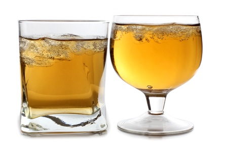 Color photograph of glasses of whiskey with iceの写真素材