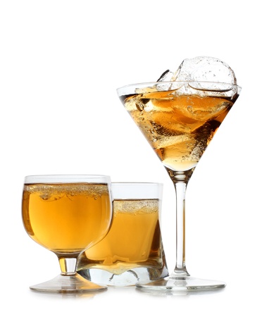 Color photograph of glasses of whiskey with iceの写真素材