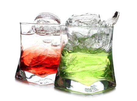 Color photograph of cocktails in glass beakersの写真素材