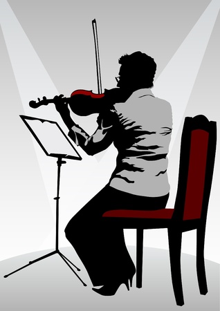  woman with a violin on stageのイラスト素材