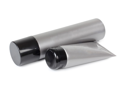 Color picture tubes of gray and creamの写真素材
