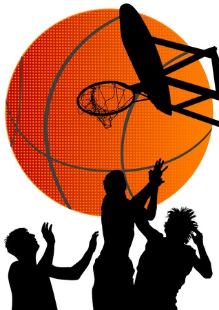 Vector graphic basketball. Silhouette man with ballのイラスト素材