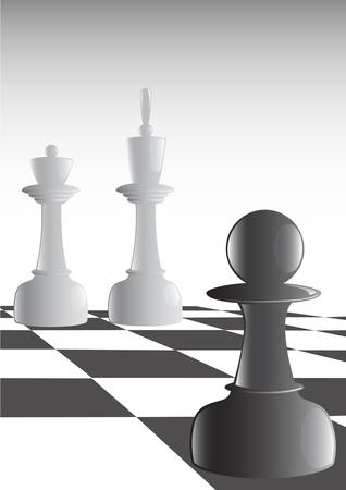 Vector drawing on theme of chess. Image of chess pieces on boardのイラスト素材