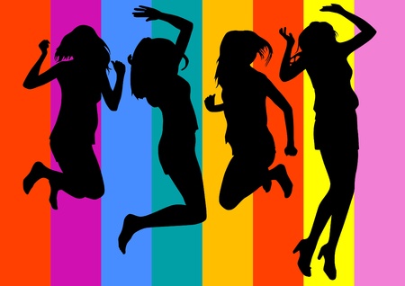 Vector image jumping  beautiful girlのイラスト素材