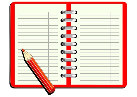Vector drawing notebook with red pencilのイラスト素材