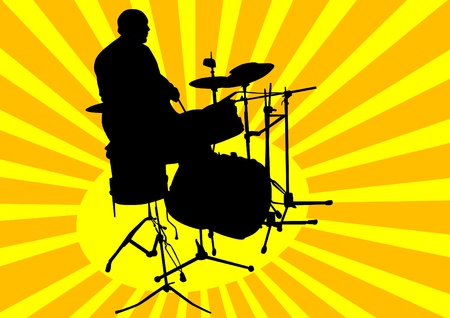 Vector graphic man with drummer at concertのイラスト素材
