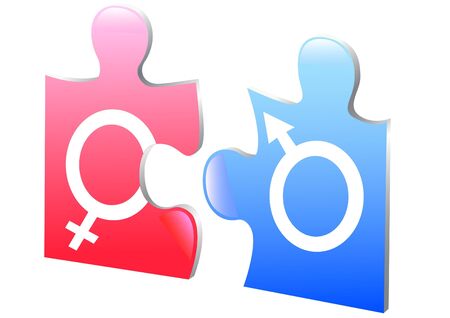 vector drawing puzzle on gender relationsのイラスト素材