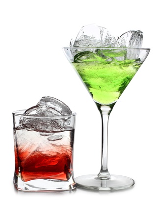 Color photograph of glasses and iceの写真素材