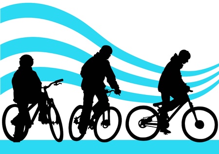 Vector drawing silhouette of a cyclist boyのイラスト素材
