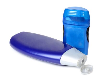 Color picture tubes of shampoo and creamの写真素材