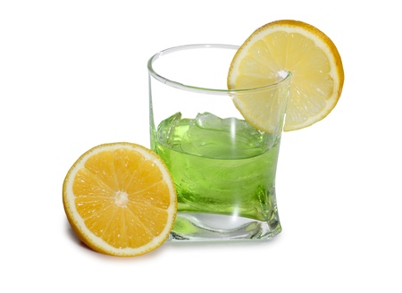 Color photograph of glasses of wine and lemonの写真素材