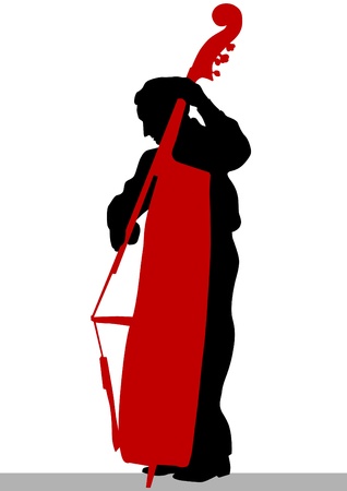 Vector drawing of a man with an acoustic bassのイラスト素材