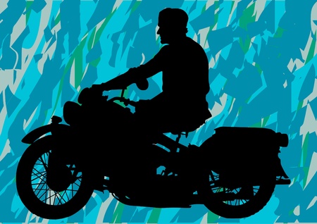Vector drawing a retro military motorcycleのイラスト素材
