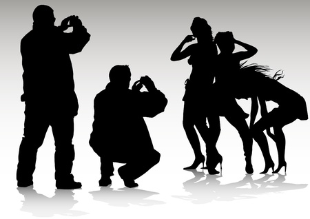 Vector image of people with cameras and modelのイラスト素材