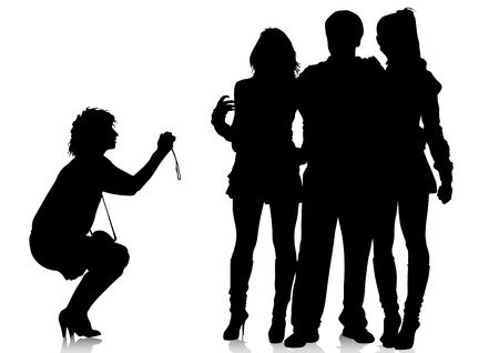 Vector image of people with cameras and modelのイラスト素材