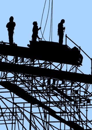 Vector drawing of building structures and worker on daisのイラスト素材