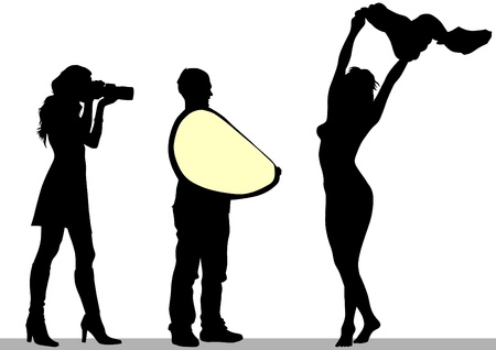 Vector image of people with cameras and modelのイラスト素材