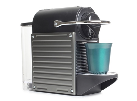 Color photo of a home coffee machinesの写真素材