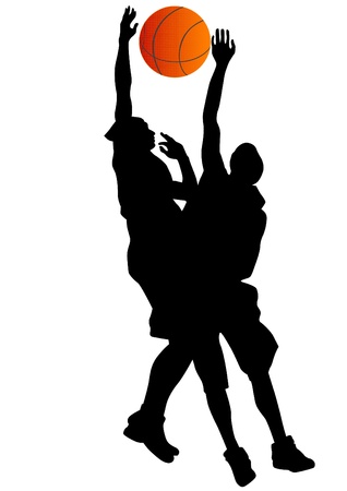 Vector graphic basketball. Silhouette man with ballのイラスト素材