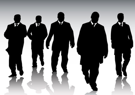 Vector graphic group of businessmen on background of crowdのイラスト素材