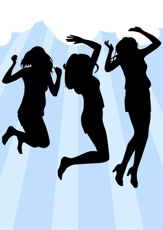 Vector image jumping  beautiful girlのイラスト素材