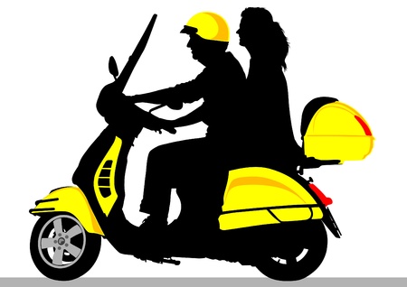 Vector drawing riders on scooterのイラスト素材