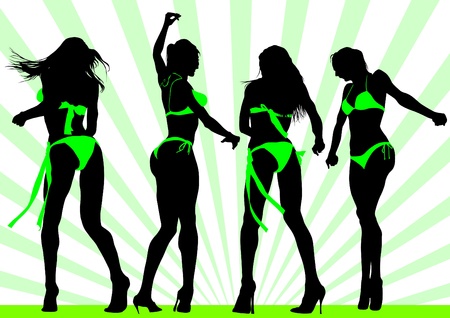 Vector drawing slim and beautiful girls in bikiniのイラスト素材