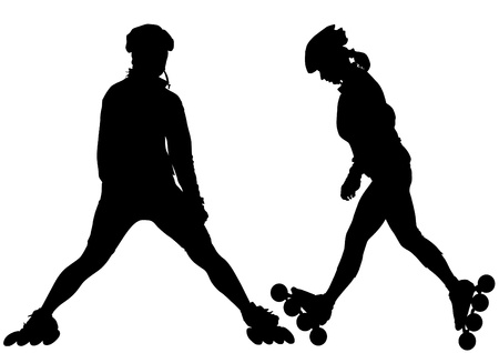 Vector drawing girl athlete on skatesのイラスト素材