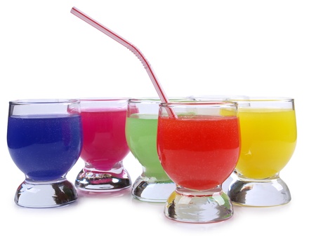Color photograph of cocktails in glass beakers       の写真素材